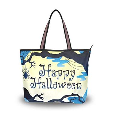 Imagem de Bolsa de ombro com tema Happy Halloween Night Bolsa de ombro para mulheres e meninas, Multicolorido., Large
