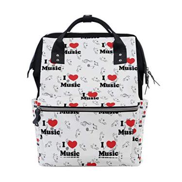 Imagem de My Little Nest Bolsa de fraldas para bebês com grande capacidade Love Music Note durável e multifuncional mochila de viagem para mães e meninas