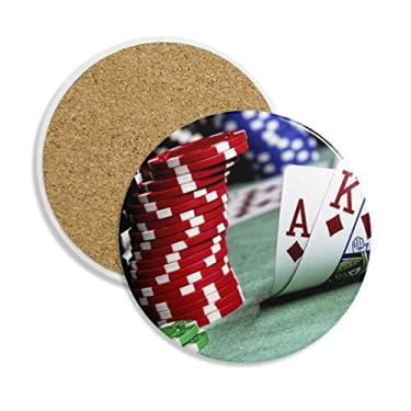 Imagem de Espalhado pôquer jogos de fotos fichas porta-copos caneca de mesa pedra absorvente de proteção de mesa
