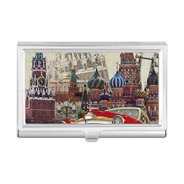 Imagem de Carteira de bolso vermelha com ilustração de Moscow para cartões de visita