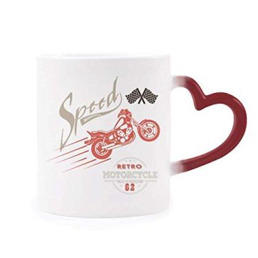 Imagem de Caneca sensível ao calor com estampa de motocicleta mecânica que muda de cor vermelha