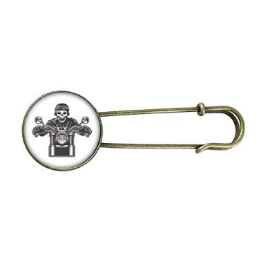 Imagem de Motocicleta Esqueleto Luzes Óculos Padrão Retrô Broche de Metal Clipe Joias
