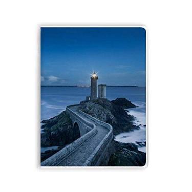 Imagem de Diário de capa macia com estampa de torre escura do oceano Art Deco, presente moderno