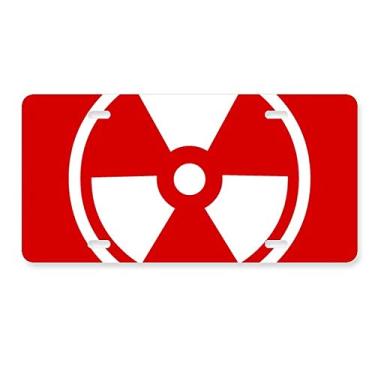 Imagem de DIYthinker Placa de aviso quadrada vermelha com radiação de ionização em aço inoxidável para decoração de carro