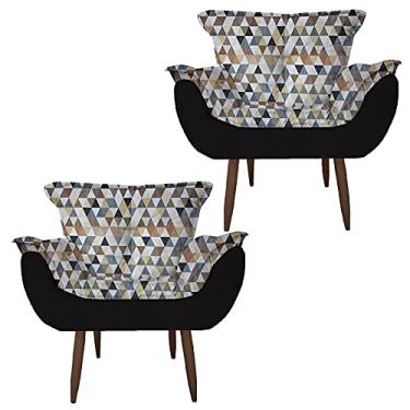 Imagem de Kit 2 Poltronas Opala Decorativa Triangulo Bege - Moveis Aguias