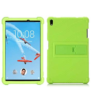 Imagem de QYiiD Capa para Lenovo Tab 4 8 Plus (TB-8704V, TB-8704F, TB-8704X, TB-8704A), capa protetora de silicone leve à prova de choque macia adequada para crianças, verde