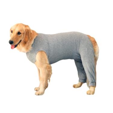 Imagem de Roupa Protetora Pós Cirúrgica Pet Para Cachorro Membros Posteriores Pernas Traseiras Proteção Solar UV 50+ (Cinza, 0)