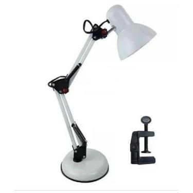 Imagem de Luminaria Mesa Branco Abajur Articulável Base Garra AA2 - LHS
