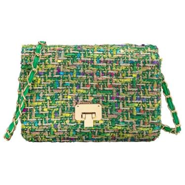 Imagem de KERYHEBN Pequena bolsa de ombro acolchoada para mulheres moderna de tweed mini clutch corrente bolsa bolsa designer bolsa tiracolo para noite, Verde 7