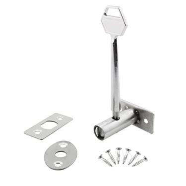 Imagem de HJGarden Porta corta-fogo de aço inoxidável com chave e parafuso, porta de incêndio oculta, com chave e parafuso, prateado