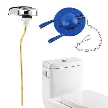 Imagem de QWLWBU Kit de substituição de alça de vaso sanitário universal, alavanca de viagem de vaso sanitário de montagem lateral/angular, aço inoxidável (prata)