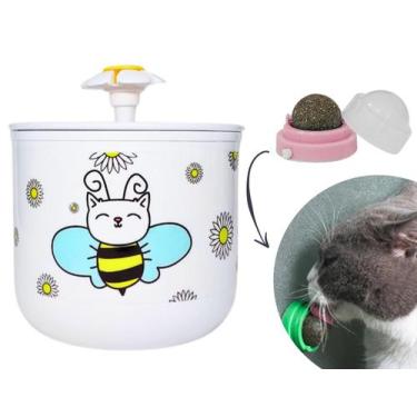 Imagem de Bebedouro Para Gato Modelo Flor + Brinquedo Interativo com Catnip - DM