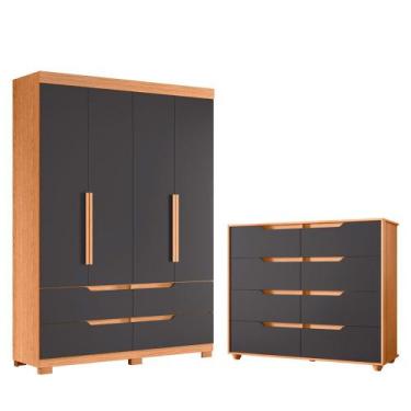 Imagem de Quarto Completo Solteiro Guarda Roupa e Cômoda Doble - Albatroz