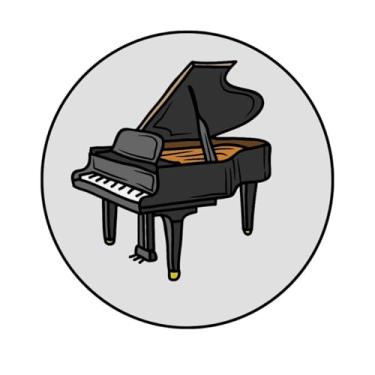 Imagem de Adesivo Decorativo Circular, Tema Música, 250mm, Redondo, Personalizado (MC345, BOPP, 250MM)