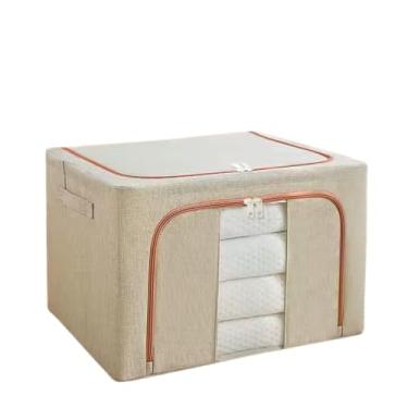 Imagem de Caixa Organizadora Roupas Toalha Coberta Closet Dobrável (Bege, 100 Litros)