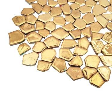 Imagem de Azulejos de mosaico de cerâmica de porcelana de 500 g, azulejos irregulares quebrados para pisos de artesanato DIY, cozinha, piscina, vasos de flores, suprimentos para fabricação de mosaico (ouro)