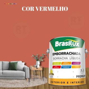 Imagem de Tinta Borracha Líquida Cor Vermelho Para Parede 3,2l Acrílica Lavável 