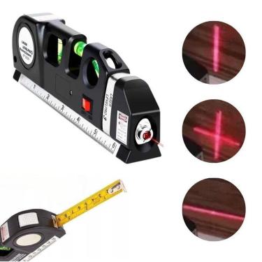 Imagem de Nível Laser Cruz 8 Metros Alta Precisão Com Trena E Régua