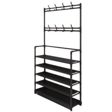 Imagem de Prateleira Organizadora 5 Níveis para Calçados e Roupas - Preta - Glob