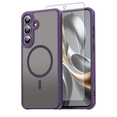 Imagem de Asuwish Capa de telefone para Samsung Galaxy S25 FE 5G, compatível com Magsafe magnético, translúcido fosco antiimpressão digital, capa protetora à prova de quedas de grau militar S 25 EF S25FE 25S