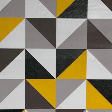 Imagem de Papel de Parede Efeito Gesso 3D Geométrico Lavável Adesivo Autocolante À Prova D'Água Impermeável (QUERO 5M X 45CM,GEOMÉTR PR AMA)