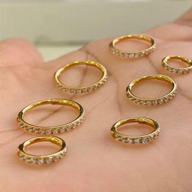 Imagem de Argola titânio basic plus clicker com zircônias cristais - no-brand