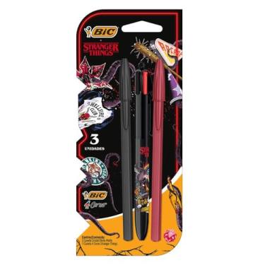 Imagem de 530010 - BIC, Kit Stranger Things, 2 Canetas Esferográficas Cristal Efeito Matte + 1 Caneta 4 Cores Stranger Things, 3 Unidades