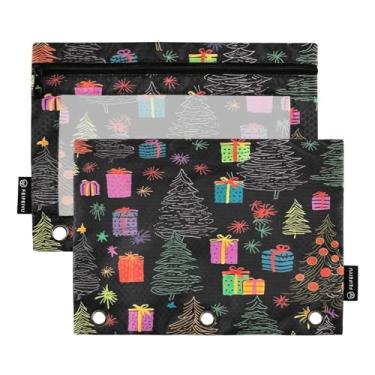 Imagem de Wassud Árvores de Natal e presentes 2 pacotes de pastas de fichário com 3 furos, pastas de bolso, organizador de fichários para casa, escritório