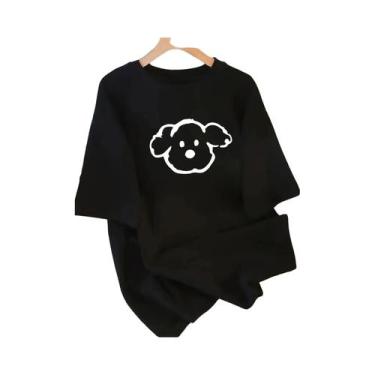 Imagem de Camiseta Feminina De Manga Curta Com Estampa De Cachorro Em Estilo Car
