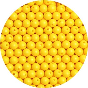 Imagem de BONNY BOXX 60 peças de contas redondas amarelas lisas de acrílico de 16 mm, bolas de chiclete de resina de plástico para fabricação de colar e pulseira, suprimentos de artesanato