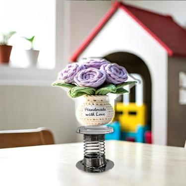 Imagem de Acessórios de acrílico para carro e decoração de casa design de vaso floral vermelho com mola agitada, adequado para carro, móveis domésticos, mesa e bicicleta, presente de Natal ideal para amigos e