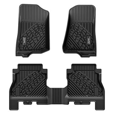 Imagem de 3W Tapetes adequados para Jeep Wrangler JL 2018-2024 Unlimited 4 portas (não JK ou 4XE) Forro de piso TPE para todos os climas para tapetes de carro de 1ª e 2ª fileiras, preto