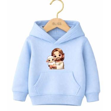 Imagem de Moletom Canguru Infantil Estampa Jesus Ovelhinha 1014 Delicado Fofo Vo