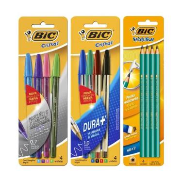 Imagem de Kit Completo de Escrita BIC Canetas e Lápis com 12 peças