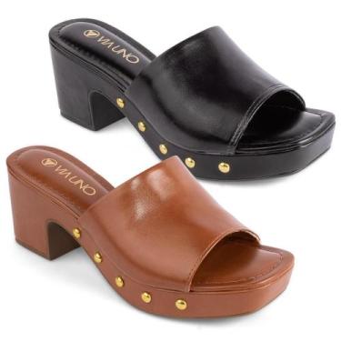 Imagem de Sandália Via Uno Tamanco Salto Confortável Original 920011, Caramelo, 