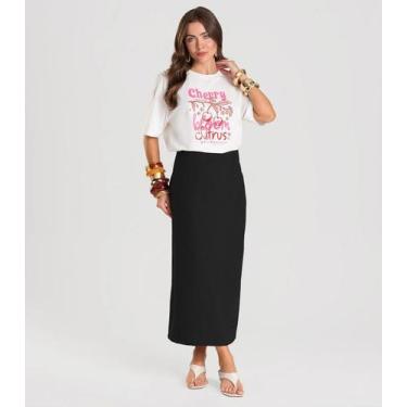 Imagem de Saia Feminina Midi Dianna Preto, M, Preto