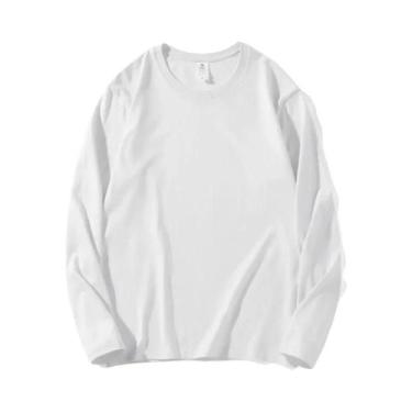 Imagem de Camisetas Femininas De Algodão De Manga Longa Com Decote Redondo, Esti