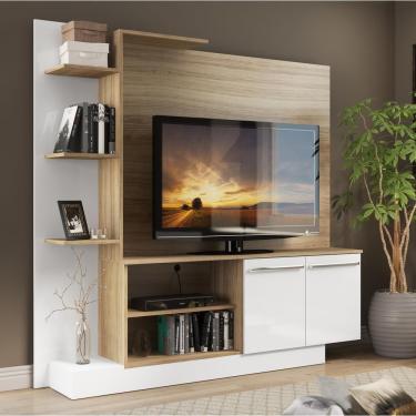 Imagem de Estante com Painel TV 55" e 2 portas Denver Multimóveis Argila/Branco