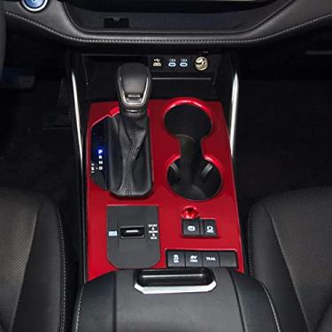 Imagem de ruihe Revestimento de painel de câmbio vermelho para carro, moldura compatível com Toyota Highlander 2020 2021 2022 L LE XLE XSE Limited Platinum Hybrid