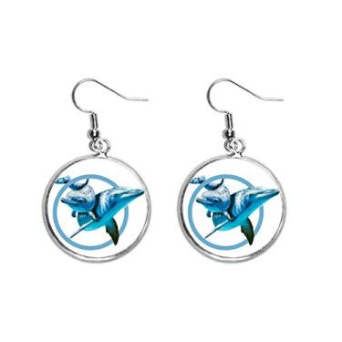 Imagem de Brinco Dolphin Mãe e Criança Círculo Cruzado Brinco Pingente Prata Joia Feminina