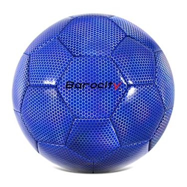 Imagem de Barocity Bola de futebol - bola oficial para meninos e meninas com padrão hexagonal de arco-íris reflexivo legal, para uso interno e externo, brincadeiras e jogos - azul iridescente tamanho 4