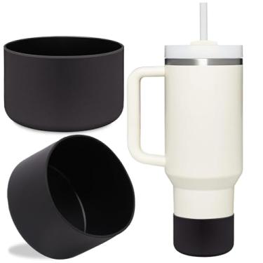 Imagem de LUCKINEE 2 peças de protetor de base de bota de silicone para Stanley Quencher Adventure 1,134 g e IceFlow 590 ml acessórios de garrafa de água, fundo de silicone para copo Stanley