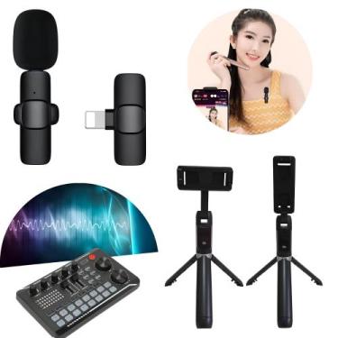 Imagem de Kit Som Profissional - Microfone Lapela + Mini Tripé Ajustável + Mixer