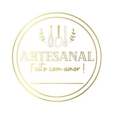 Imagem de Adesivo "Artesanal Feito com Amor" - Ref.2000 - Hot Stamping - Dourado