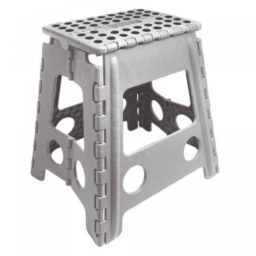 Imagem de Banco Dobrável de Plástico Cinza 39cm - Lyor