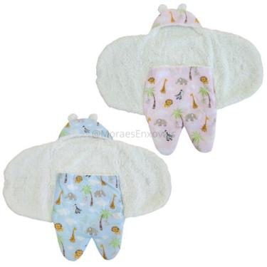 Imagem de Saco de Bebê Para Dormir Sherpa Carneirinho Azul Safari e Rosa Safari 