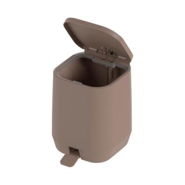 Imagem de Lixeira De Pedal Ou Linha Aura 6 litros Pedal resistente, Marrom