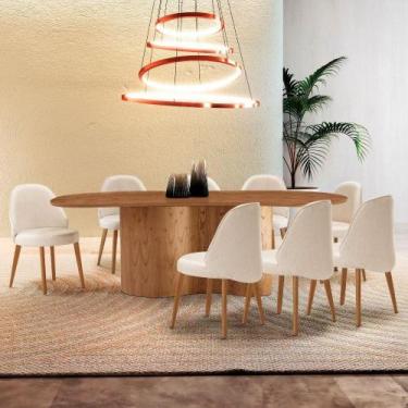 Imagem de Mesa De Jantar Suiça 220cm Madeira Tampo Laminado Orgânico Linho Off /