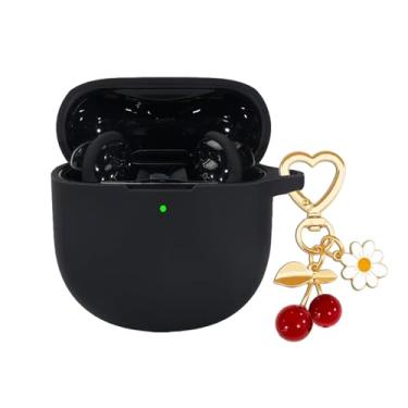 Imagem de AGAOSH Capa protetora para Bose QuietComfort Earbuds II 2022/QuietComfort Ultra 2023, chaveiro fofo de cereja, capa protetora de silicone macio para Bose QC ii 2 capa de carregamento preta