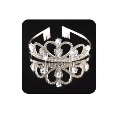 Imagem de Yheahin Tiara de princesa de cristal prata com pentes elegante strass, coroa de rainha, noiva, casamento, formatura, festa de aniversário, acessório de cabelo para meninas, crianças e mulheres
